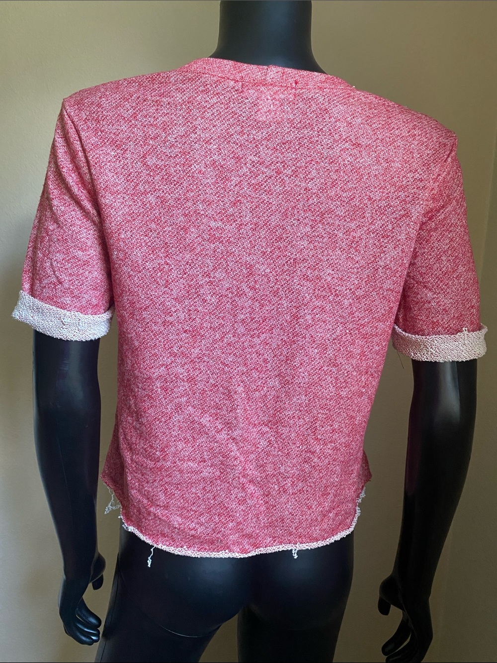Women's Red Short-Sleeve Cutout Crop Top - Picture 7 of 10